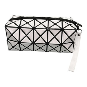 Geometric White Black Cosmetic Bag Makeup Pouch Travel Toiletry Case Wristlet